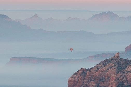 hot air balloon over Sedona, Arizona