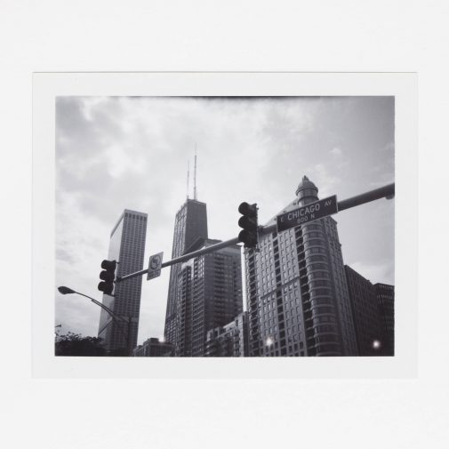 Chicago street shot on Polaroid Land Camera in black and white.